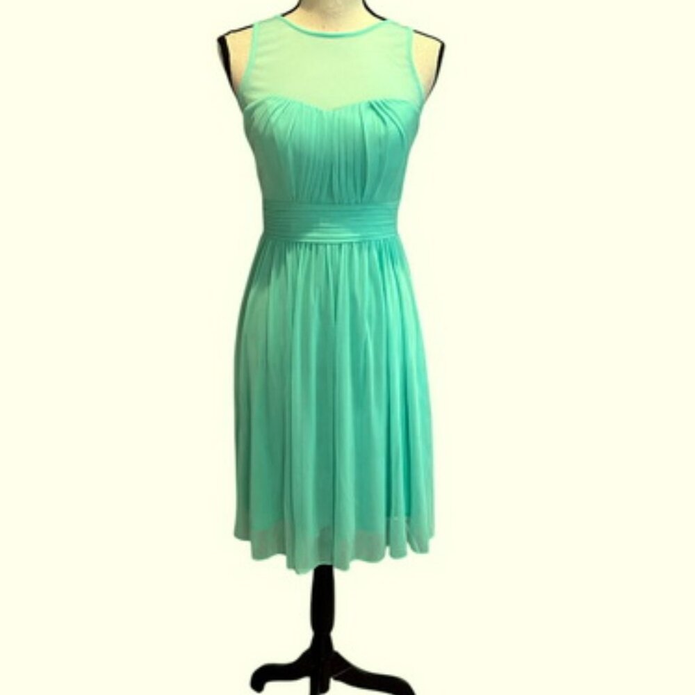 Cindy USA Aqua Blue Pleated Chiffon Dress